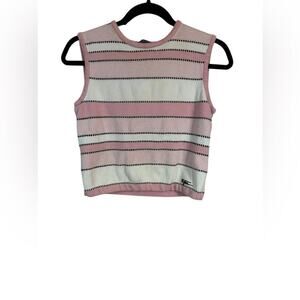 St. John Sport Wool Blend Striped Knit Sleeveless Sweater Size Small